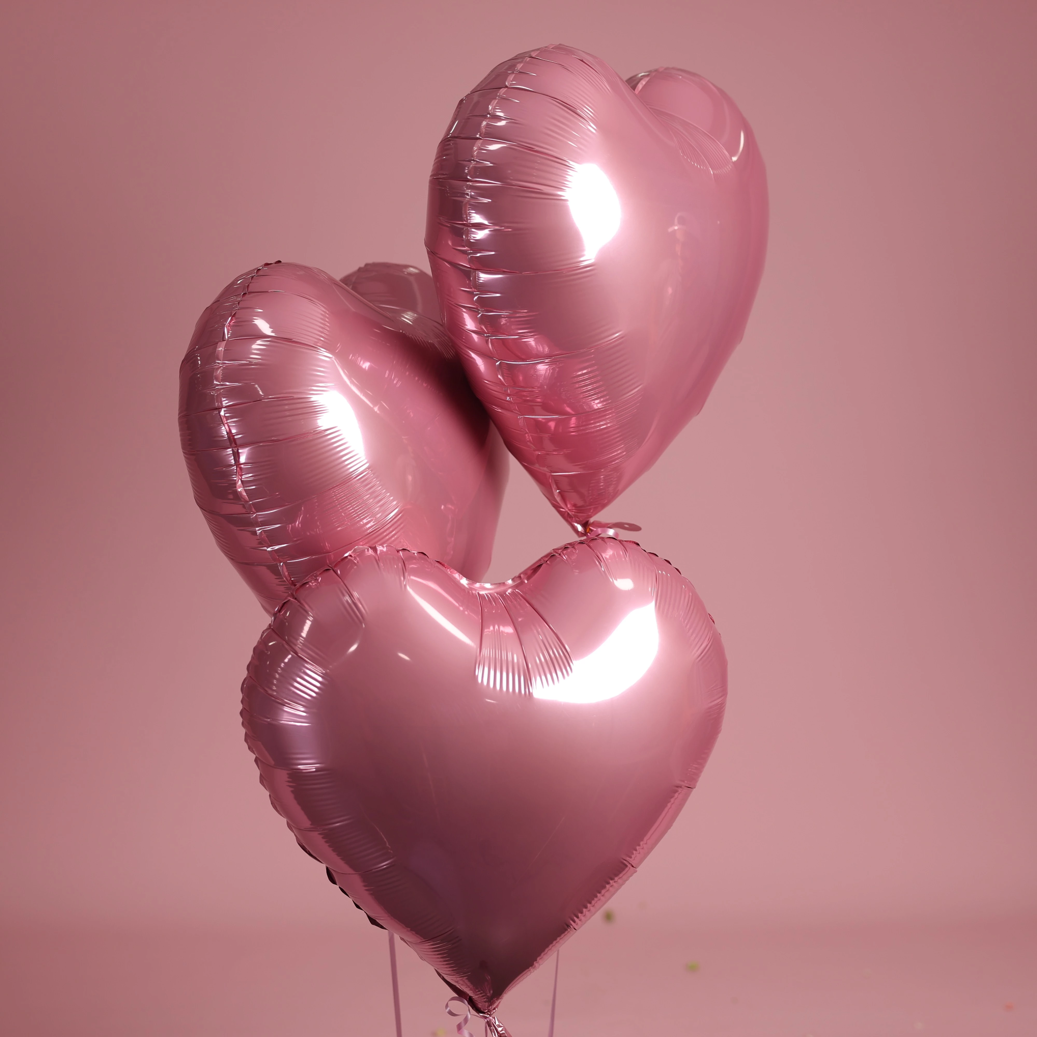 Trio of Pink Heart Helium Balloons